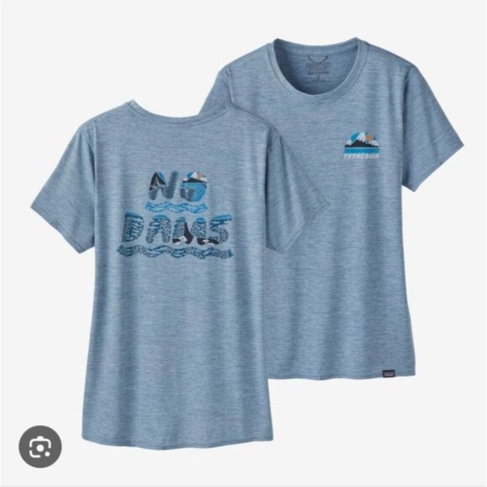 PATAGONIA | Women's Capilene Cool Daily Graphic Shirt NO DAMS blue Sz XL